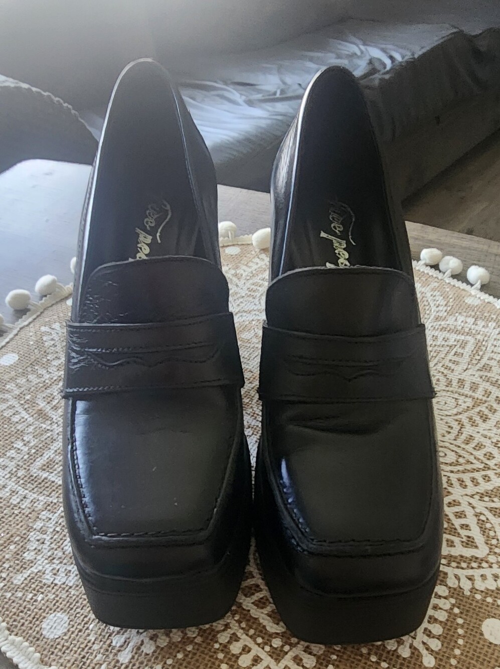 Free People Black Platform Penny Loafers